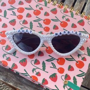 3/$10 Pearl Embellished 'Just Married' Sunglasses
